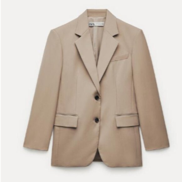 ZARA - ZW COLLECTION OVERSIZE BLAZER IN TAN - S - Picture 2 of 8